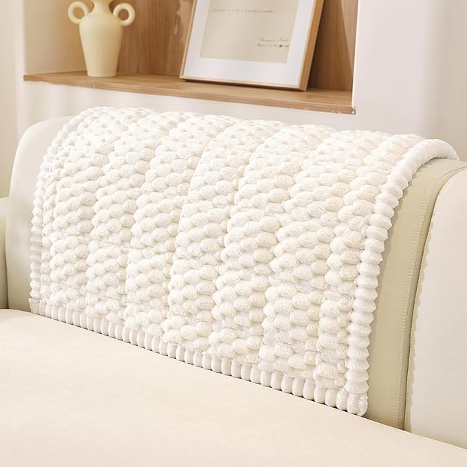 OstepDecor Couch Cover for Dogs, Washable Non Slip Sofa Cover for Pets, Soft Couch Covers for Sofa, Loveseat and Sectional, Furniture Protector Against Pet Hair & Scratches (35.4" x 35.4", White)
