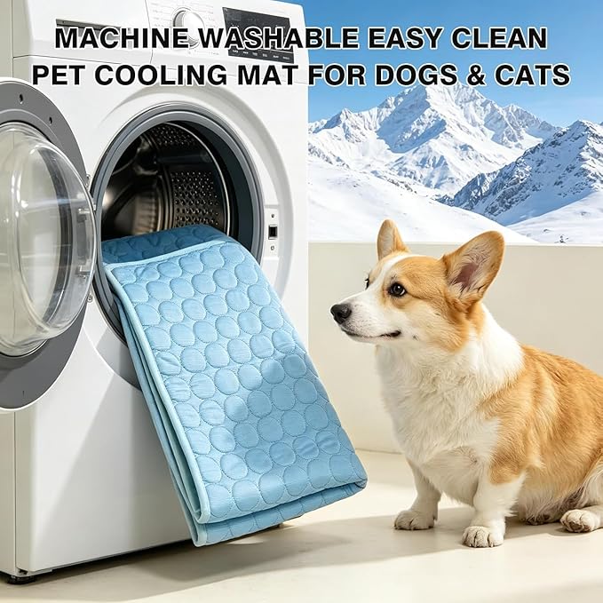Cooling Mat for Dogs, 59"x39", Breathable Dog Cooling Mat with Q-Max>0.4 Chill Fiber, Washable Portable Dog Crate Pad for Indoor & Outdoor Summer Use, Blue