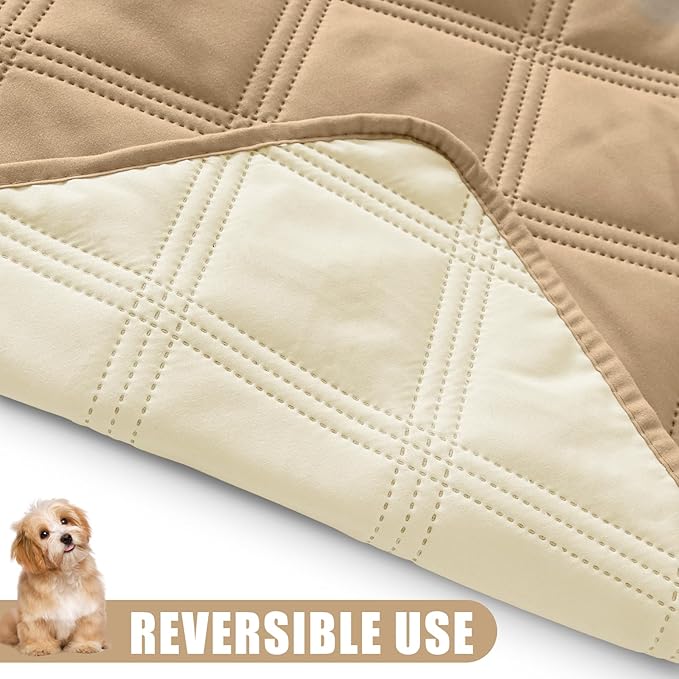 Smiry Waterproof Dog Bed Cover Blanket 30x95, Soft Reversible Pet Blanket, Washable Leakproof Cats Dogs Couch Cover for Sofa, Couch, Furniture, Lattice, Camel/Beige