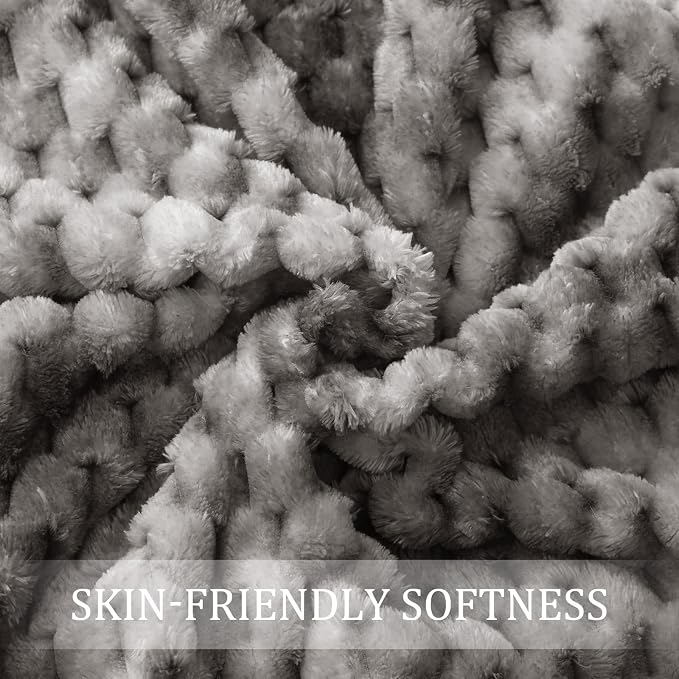 Exclusivo Mezcla Fleece Twin Blanket for Bed, Extra Large Fuzzy Tie-dye Grey Bed Blankets, Soft Cozy Plush Sofa Throws for All Seasons, 60x80 Inches