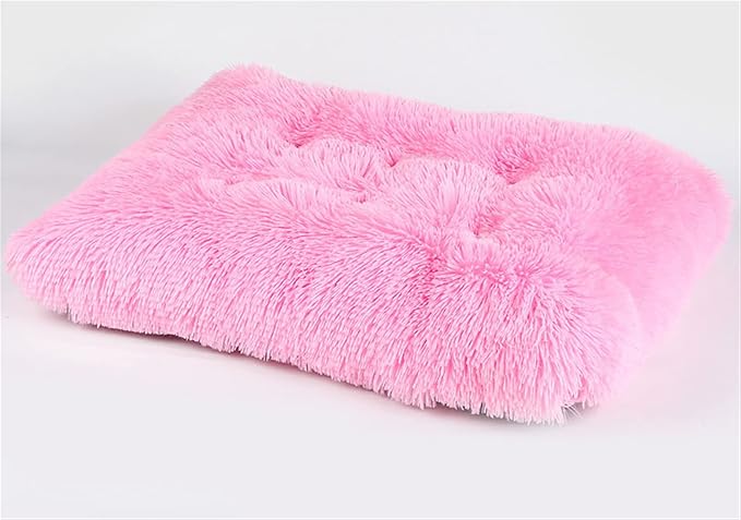 Long Plush Calming Pet Bed Cuddler Pet Bed for Dogs and Cats Fluffy Faux Fur Dog Bed with Anti Slip Bottom Machine Washable Pet Sleep Bed Crate Mat Pink XL