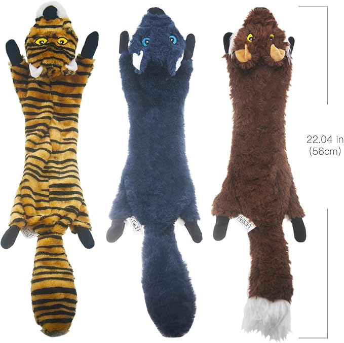 SHARLOVY Dog Squeaky Toys 5 Pack, Pet Crinkle Toy No Stuffing Animals Plush, Dog Chew for Large and Medium, Small Puppy Teething for Boredom
