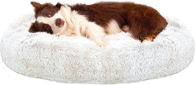 JOYELF Donut Dog Bed Cat Bed for Large Dogs, Calming Pet Bed Ultra Soft Faux Fur Cuddler Round Self Warming Sleeping Bed for Dogs and Cats