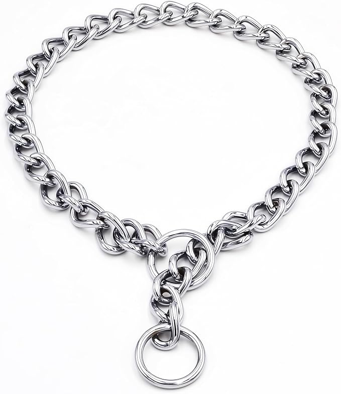 Freezx Chain Choke Collar for Dogs, Adjustable Metal Dog Training Choke Collars, Slip P Chains Alloy Steel Weather Proof Necklace for Small Medium Large Dogs (L, Diamete-3.0mm,Neck max 18 inch)
