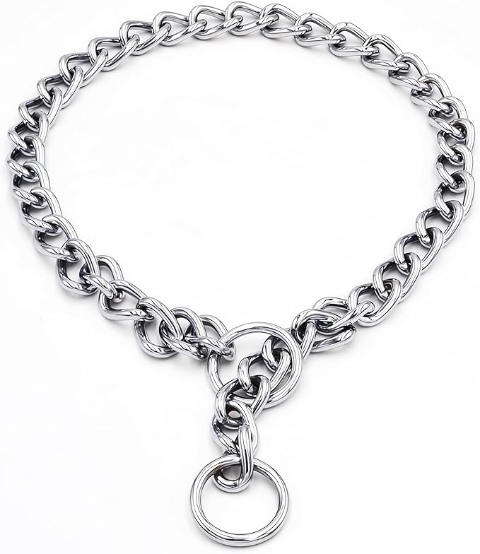Freezx Chain Choke Collar for Dogs, Adjustable Metal Dog Training Choke Collars, Slip P Chains Alloy Steel Weather Proof Necklace for Small Medium Large Dogs (M, Diamete-2.5mm,Neck max 16 inch)