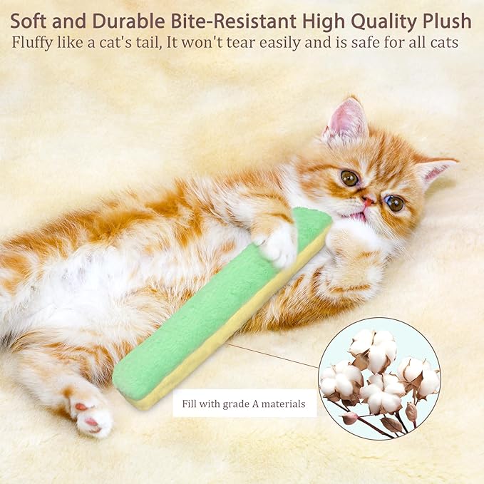 Retro Shaw Refillable Catnip Toys Pillow with Crinkle Sound, Interactive Kicker Cat Toys for Indoor Kittens, Soft Plush Kitty Kick Drives Bored Cat Crazy with Fun