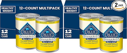 Blue Buffalo Homestyle Recipe Natural Adult Healthy Weight Wet Dog Food, Chicken 12.5-oz can, 12 Count (Pack of 2)