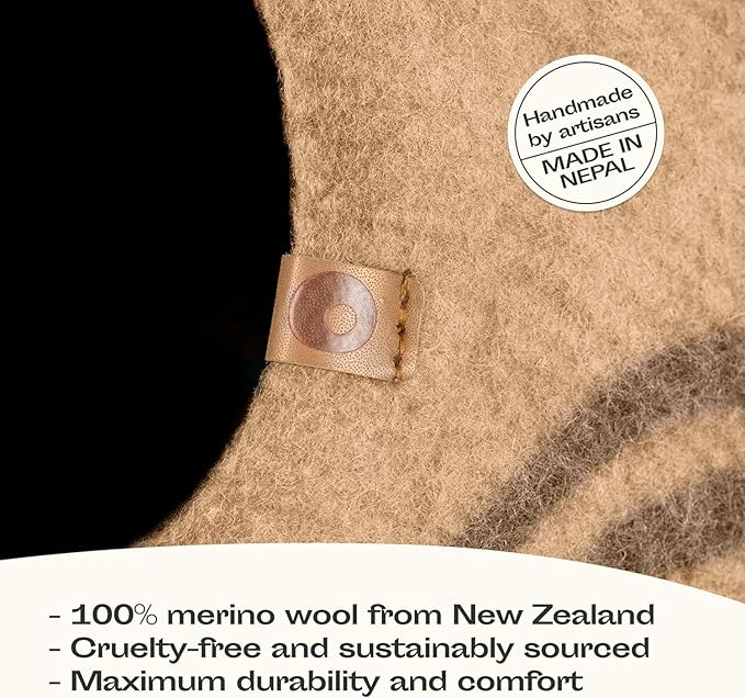MEOWFIA Cat Cave – Premium Felt Cat Enclosure for Indoor Cats, Handmade Merino Wool (Beige, Large)