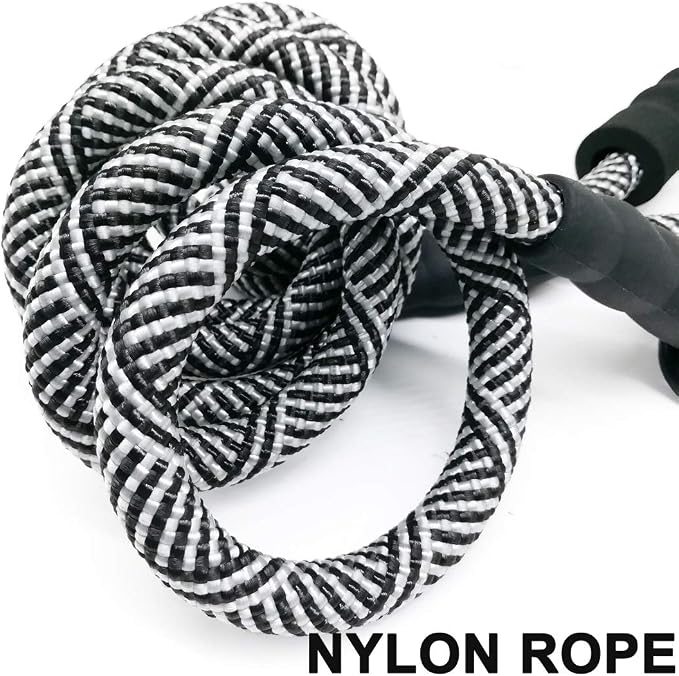 MayPaw Heavy Duty Rope Dog Leash, 3/4/6/7/8/10/12/15/20/30 FT Nylon Pet Leash, Soft Padded Handle Thick Lead Leashes for Large Medium Dogs (Black, 1/2" * 10')