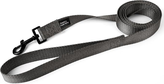 Country Brook Petz - Everyday Nylon Dog Leash - Strong, Durable, Solid Color Leash with Easy to Use Snap - 25+ Colors (1 Inch Wide, 6 Foot, Charcoal)