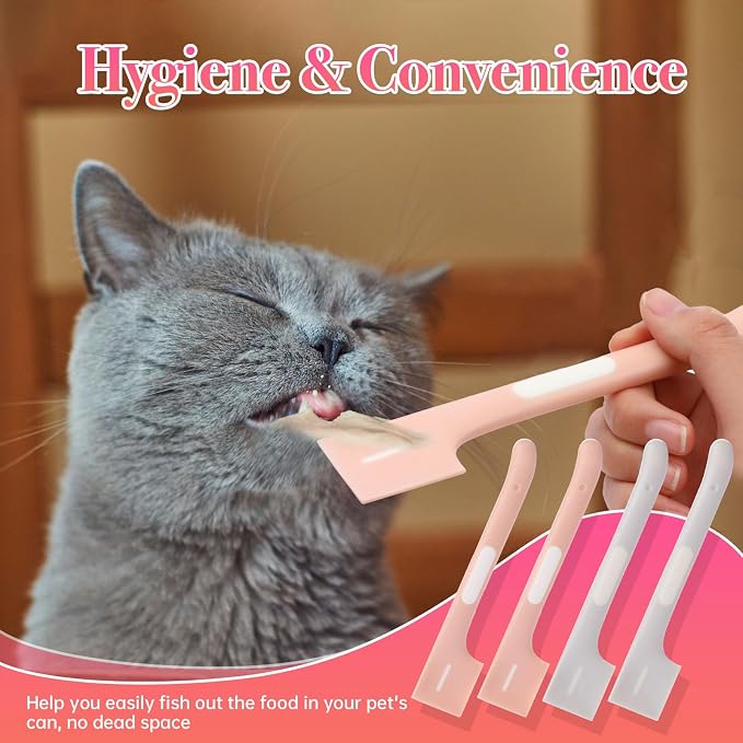4 PCS Pet Food Spoon, Cat Wet Food Spoon Pet Food Mixing Spoons Set Cat Spatula Dog Food Can Supplies Canned Scoop for Dog Cat Feeding Can