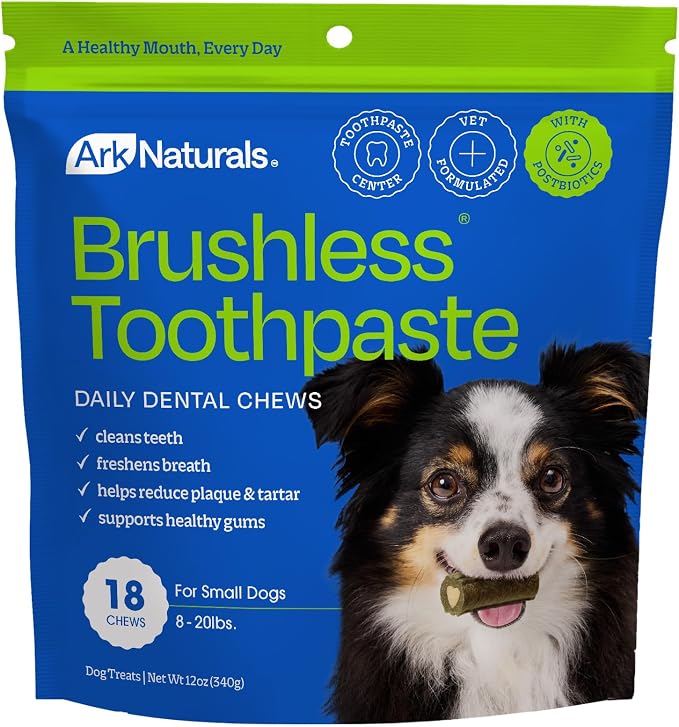 Ark Naturals Brushless Toothpaste, Dog Dental Chews for Small Breeds, Freshens Breath, Helps Reduce Plaque & Tartar, 12oz, 1 Pack