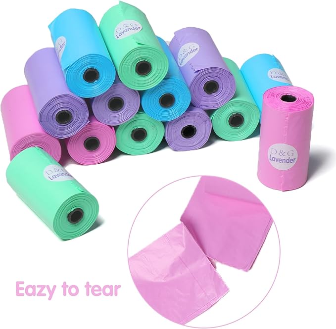 DREAM&GLAMOUR Disposable Diaper Sacks,value pack,16 roll/240 Count,Lavender Scented,four colors,Diaper Disposal or Pet Waste Bags