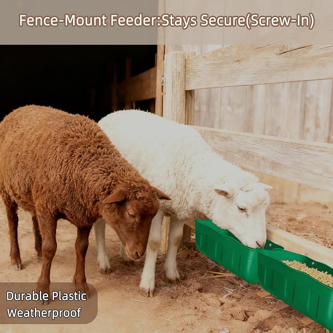 Chicken Feeder Waterer,Hanging Goat Feeders,Feed Trough 3.5 Quart 3 Pack,Hanging Fence Feed Trough for Poultry Livestock,Green