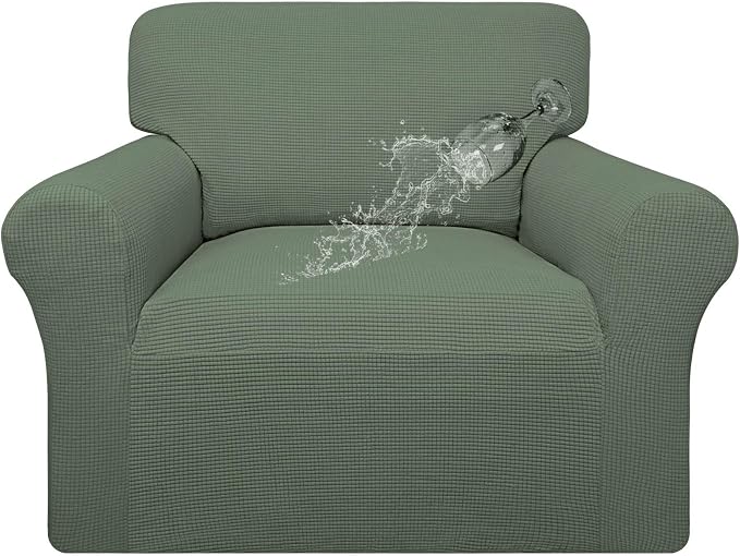 Easy-Going 100% Waterproof Oversized Chair Couch Cover, Dual Waterproof Sofa Cover, Stretch Jacquard Sofa Slipcover, Leakproof Furniture Protector for Kids, Pets, Grayish Green