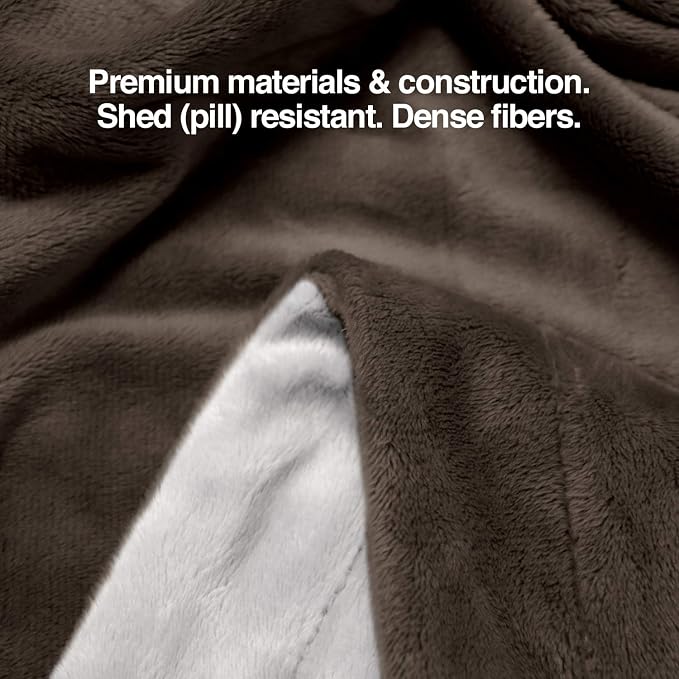 PetFusion Premium Pet Blanket, Multiple Sizes for Dogs & Cats. [Reversible Micro Plush]. 100% Soft Polyester, Brown, Large (53 x 41) (PF-PB1B)
