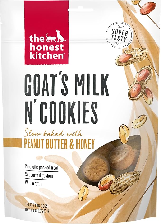 The Honest Kitchen Goat's Milk N' Cookies: Slow Baked with Peanut Butter & Honey, 8 oz Bag