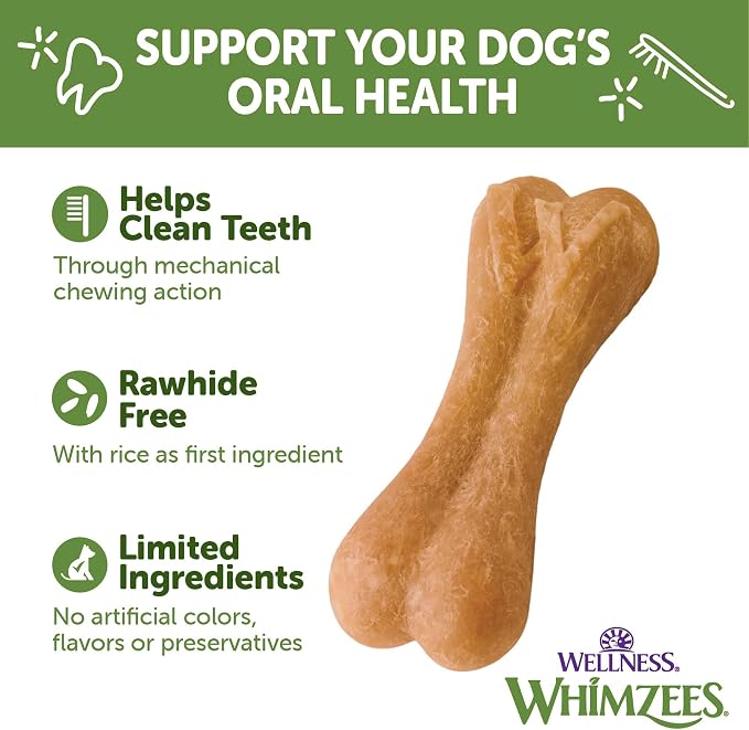 Whimzees Wellness Ricebone Dog Dental Treats, Large Size, (9 Count)