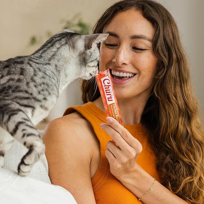 INABA Churu Lickable Grain-Free Purée Cat Treats, (75 Tuna and 75 Chicken) | Grain-Free, Lickable, Squeezable Creamy Purée, Treat/Topper