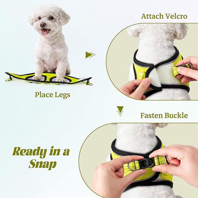 YIMEIS Dog Harness and Leash Set, No Pull Soft Mesh Pet Harness, Reflective Adjustable Puppy Vest for Small Medium Large Dogs, Cats (Fluorescent Yellow, X-Small (Pack of 1)