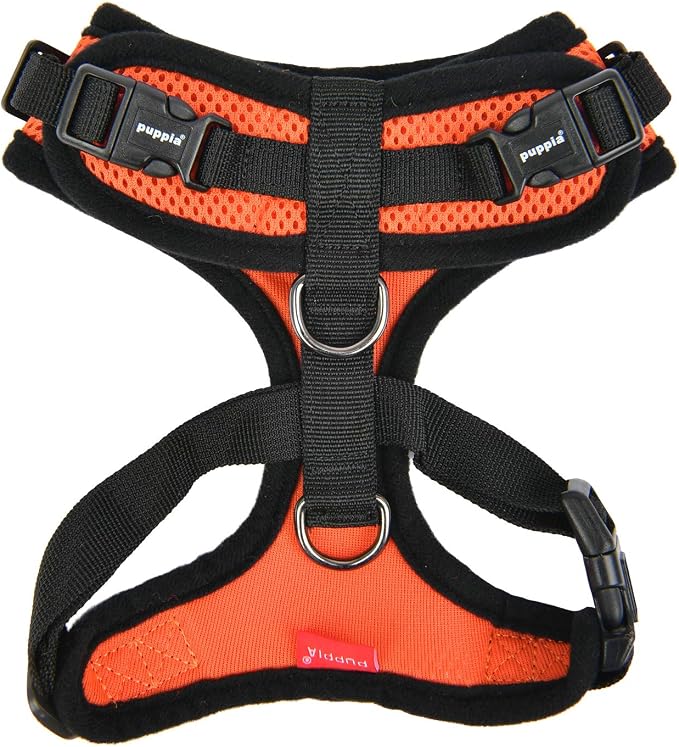 Puppia Authentic RiteFit Harness with Adjustable Neck, Orange, Small