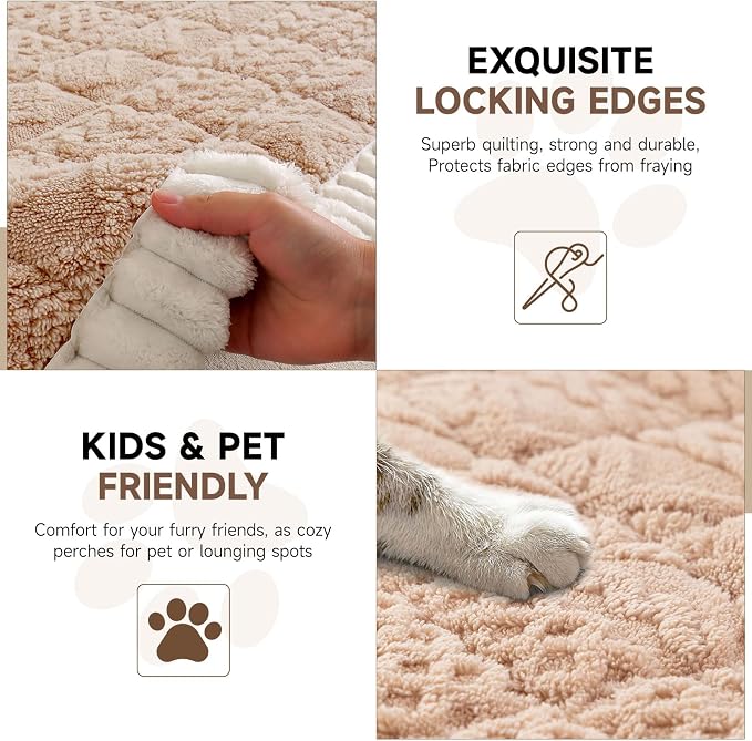 OTOB Couch Cover for Dogs Washable Pet Friendly, Non Slip Plush Fuzzy Love Seat Couch Covers Sofa Slipcovers, Geometric Jacquard Soft Pet Cushion Mat Protector All Seasons, (Camel, 27.6" x 59.1")