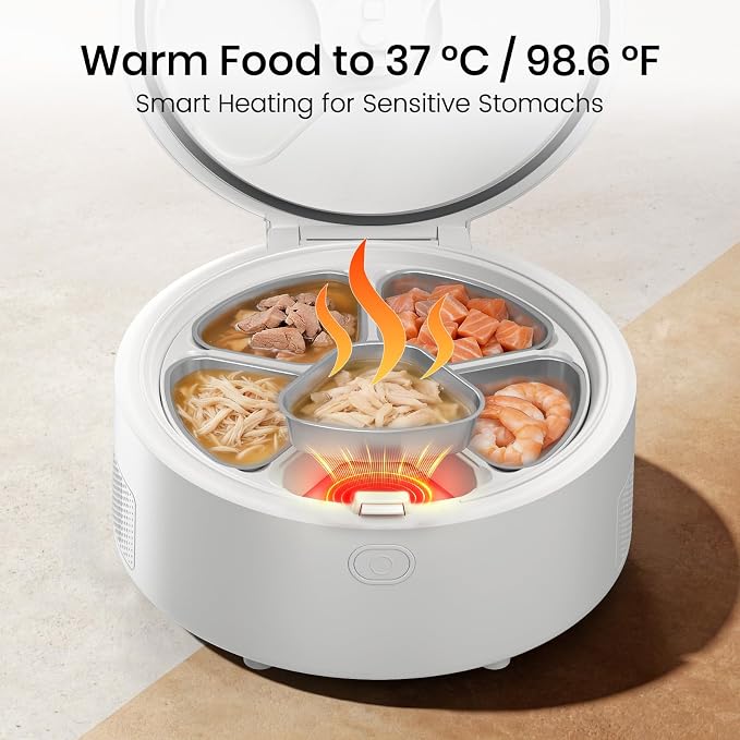 Automatic Wet Food Cat Feeder with 3MP Camera, App Control, Dual Semiconductor Cooling, Heating Feeding Area, 5 Stainless Steel Trays Pet Food Dispenser