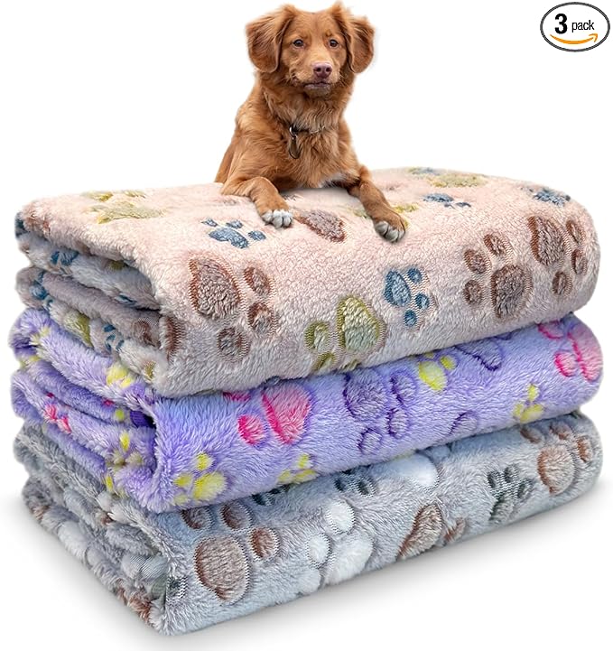 Dog Blankets for Medium Large Dogs Washable, 3 Pack Pet Blanket Washable 41" x 31", Fuzzy Soft Puppy Throw Cover for Kennel Crate Bed