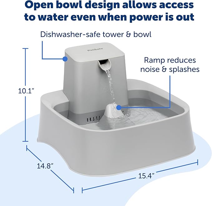 PetSafe Oasys 2 Gallon Pet Fountain for Dogs or Multiple Pets, Automatic Water Bowl Dispenser - Pump and Filter Included - Dishwasher Safe, Easy Clean Pet Dish - 2 Gallon/256 Oz