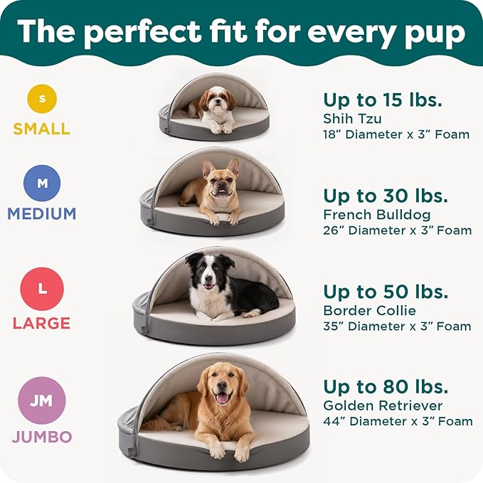 Furhaven 44" Round Orthopedic Dog Bed for Large Dogs w/ Removable Washable Cover, For Dogs Up to 80 lbs - Sherpa & Suede Snuggery - Espresso, 44-inch