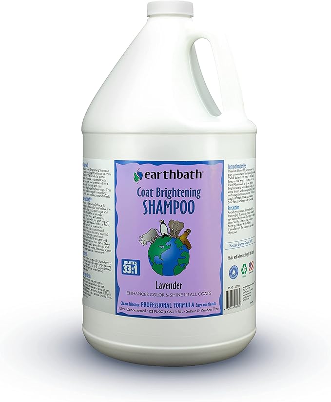 earthbath, Lavender Dog Shampoo - Coat Brightening Shampoo for Dogs, Deodorizing Dog Wash, Made in USA, Shampoo for Smelly Dogs, Cruelty Free Pet Shampoos - 128 Oz (1 Pack)