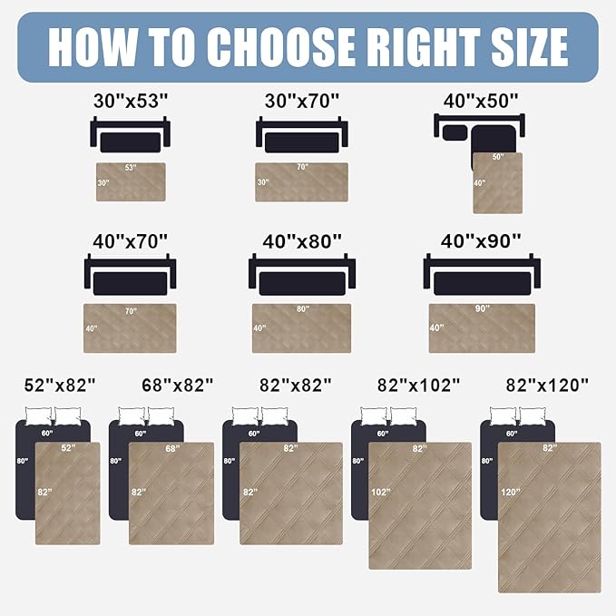 Smiry Waterproof Dog Bed Cover Blanket 30x82, Soft Reversible Pet Blanket, Washable Leakproof Cats Dogs Couch Cover for Sofa, Couch, Furniture, Lattice, Taupe/Beige