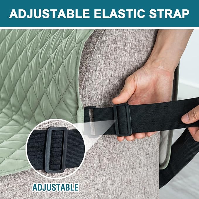 Turquoize 100% Waterproof Futon Cover Futon Slipcover Washable Armless Sofa Bed Slipcover Protector Seat Width Up to 70" with Adjustable Elastic Strap Anti-Slip for Dogs, Sage