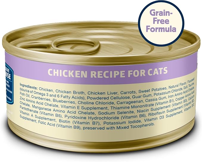 Blue Buffalo Freedom Grain-Free Adult Wet Cat Food, Complete & Balanced Nutrition for Indoor Cats, Made with Natural Ingredients, Chicken Recipe, 3-oz. Cans (24 Count)