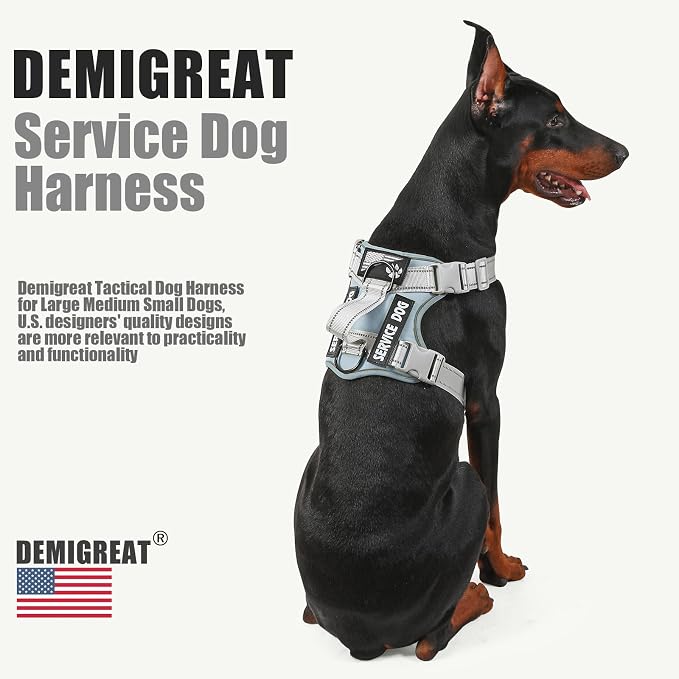 Service Dog Harness, Reflective Dog Vest Harness with 5 PCS Patches, Adjustable Soft Oxford Pet Harness, Inner Layer Mesh, Easy to Control for Small Medium Large Dogs