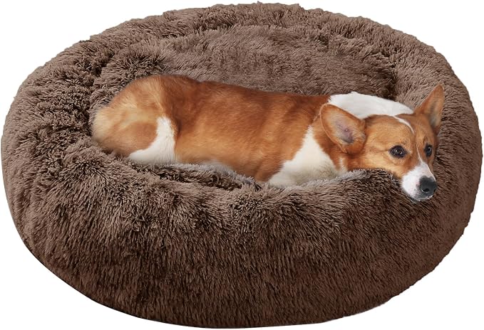 JOLLYVOGUE Dog Bed, Calming Anti-Anxiety Large Dog Bed, Fluffy Donut Cushion for Medium and Large Pets (27"/30"/36")