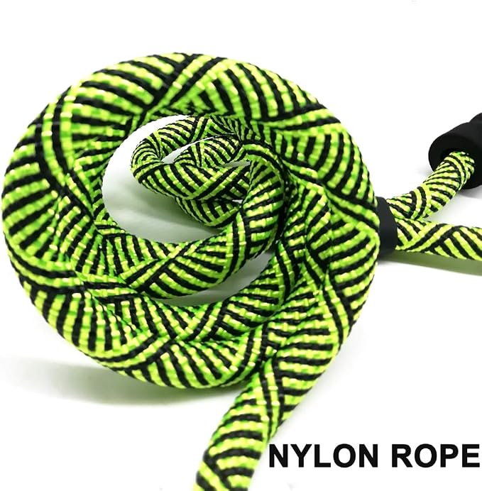 MayPaw Heavy Duty Rope Dog Leash, 3/4/5/6/7/8/10/12/15 FT Nylon Pet Leash, Soft Padded Handle Thick Lead Leashes for Large Medium Dogs (Green Black, 1/2" * 8')