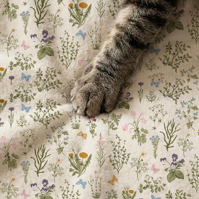 Horaldaily Pets Flannel Blanket, Spring Summer Plants Wild Flowers Soft Fuzzy Fluffy Plush Cozy Fleece Premium Blankets for Dog Cat Puppy Kitten Couch Protection, 16x23