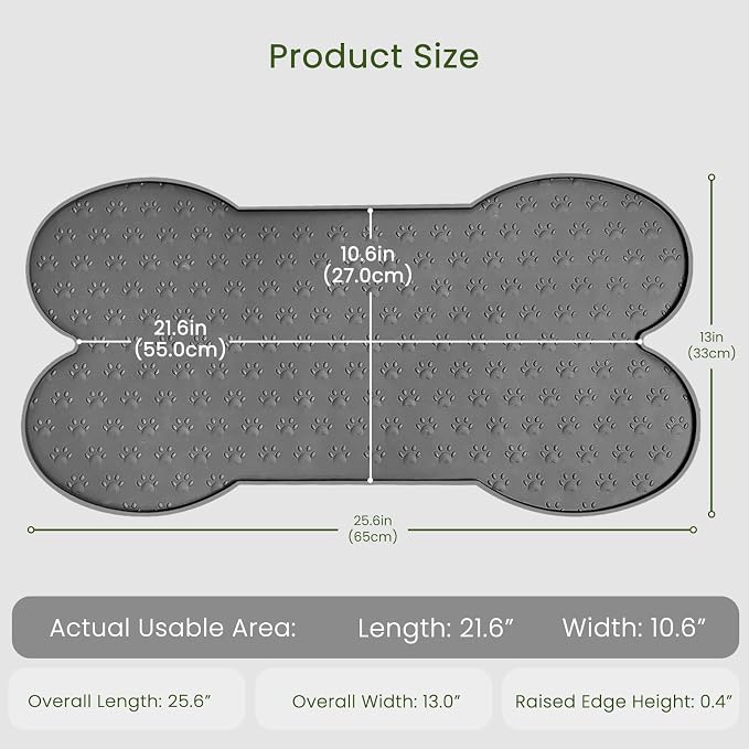 PWTAA Dog Food Mat Anti-Slip Silicone Dog Bowl Mat Thicker Pet Placemat Waterproof Cat Feeder Pad with Raised Edge Puppy Kitten Feeding Mats Suitable Small Medium-Sized Dogs Cats Eating Tray