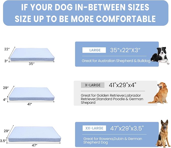 Cooling Dog Bed for Large Dogs, Orthopedic Memory Foam Pet Bed for Crate with Removable Washable Cover,Ideal for Arthritic Dogs (Cooling Fabric, X-Large-41"x 29" x 4")