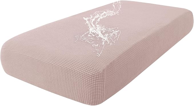 hyha Waterproof Couch Cushion Covers for Pets, Non Slip Sofa Cover for Dogs Washable, Soft Thick Stretch Jacquard Fabric, Sofa Slipcovers with Elastic Bottom (1 Piece for Medium, Pink)