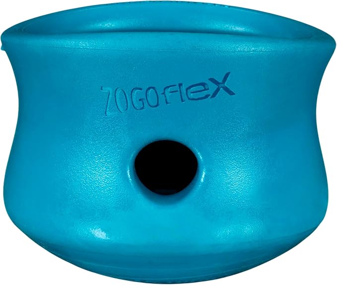 WEST PAW Zogoflex Toppl Interactive Treat Dispensing Puzzle Dog Toy for Mental Stimulation & Enrichment-Holds Kibble & Treats-Lickable, Freezable & Dishwasher Safe-Made in USA-Small-River