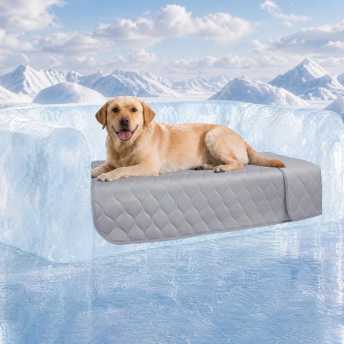 Luciphia Waterproof Cooling Mat for Dogs Couch Cover Q-MAX>0.5, Leakproof Pet Pad Non-Slip Throw Blanket for Cat Puppy Crate Bed Protector Outdoor (Cloud Grey, 30x70 inches)