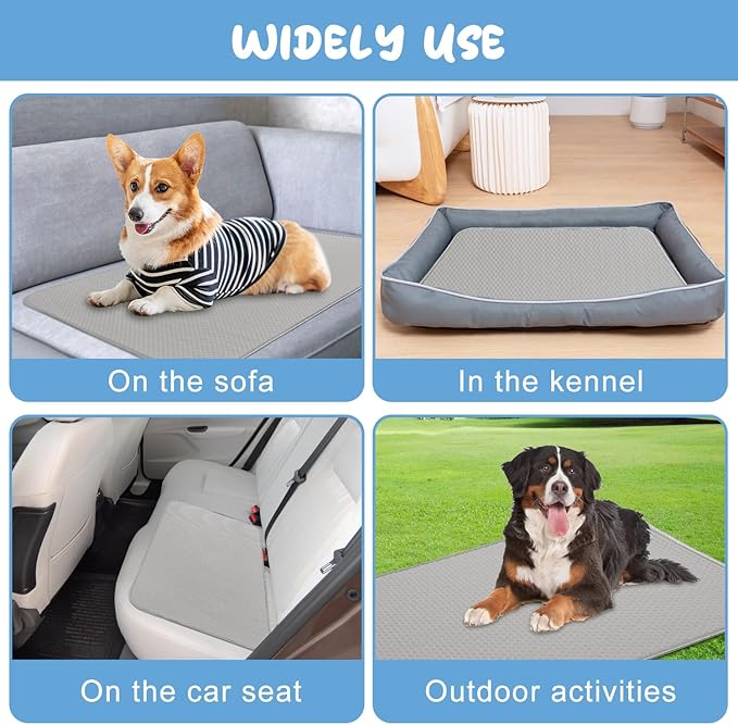 Buvlnee Summer Dog Cooling Mat Washable Ice Silk Self Cool Pad for Small Medium Large Dogs and Cats, Pet Sleeping Pad for Crate, Bed, Indoor & Outdoor Floor, Car Seats