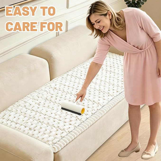 Waterproof Couch Cover for Dogs Washable,Non Slip Fuzzy Durable Couch Covers for 3 Cushion Sofa Pet Friendly Sofa Cover Dog Thick Soft Slipcovers Protector Couches Mat Bed (Beige, 27.6" x 70.9")