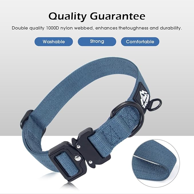 Dog Collars for Small Dogs Christmas Boy Girl- Adjustable, Chew Proof Nylon Collar with Metal Quick Release Buckle and D-Ring for Dog Tags (Haze Blue, S)