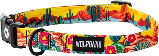 Wolfgang Heavy Duty, Adjustable Dog Collar with Quick Release Nylon Buckle for Walking & Training, PackLeader Print, Medium