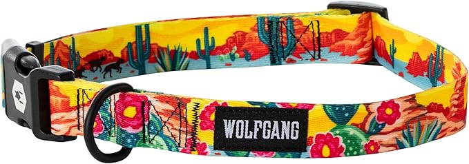 Wolfgang Heavy Duty, Adjustable Dog Collar with Quick Release Nylon Buckle for Walking & Training, PackLeader Print, Large