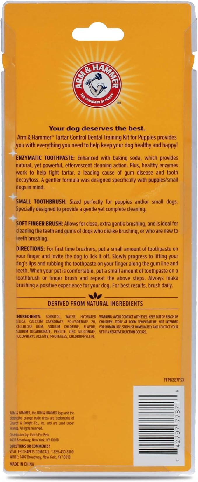 Arm & Hammer for Pets Tartar Control Dental Training Kit for Puppies Dog Toothbrush Toothpaste Fingerbrush Vanilla Ginger Flavor 0.84 OZ 60 Pack