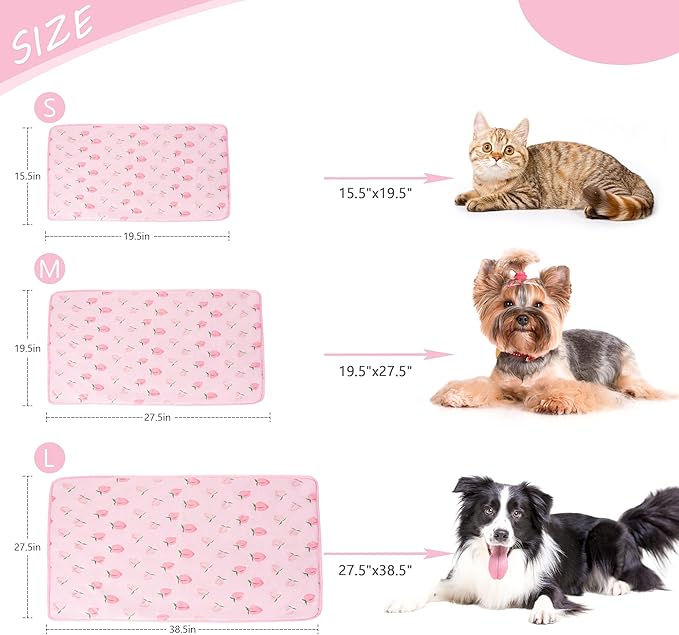 DELIFUR Cat Cooling Mat- Pet Cooling Mat Outdoor for Dogs Self Cooling Pad for Kitten Cat Puppy Machine Washable (Medium, Pink Peach)